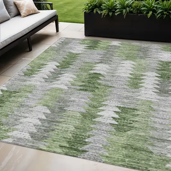 Green And Fern Green Geometric Washable Indoor Outdoor Area Rug Photo 1