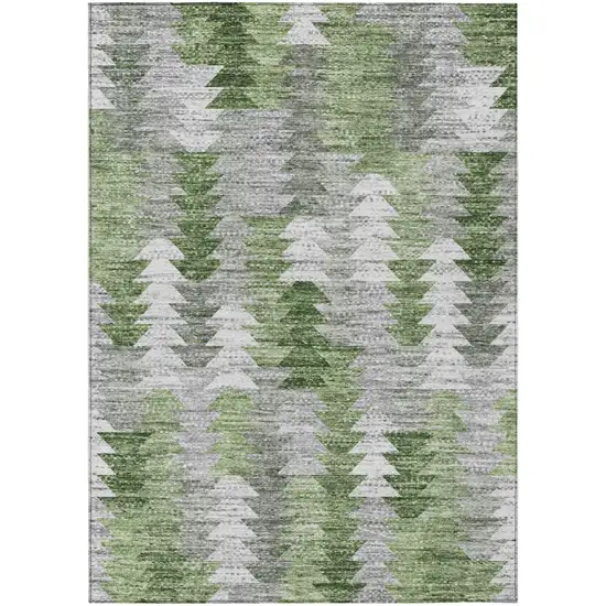 Green And Fern Green Geometric Washable Indoor Outdoor Area Rug Photo 1
