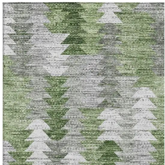 Green And Fern Green Geometric Washable Indoor Outdoor Area Rug Photo 5