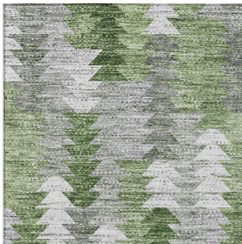 Green And Fern Green Geometric Washable Indoor Outdoor Area Rug Photo 5