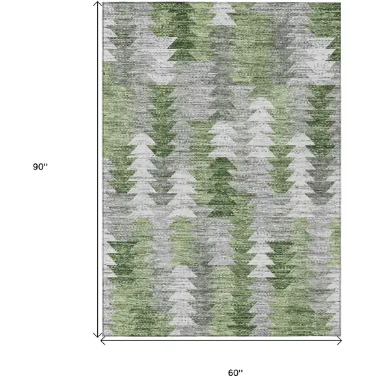 Green And Fern Green Geometric Washable Indoor Outdoor Area Rug Photo 9
