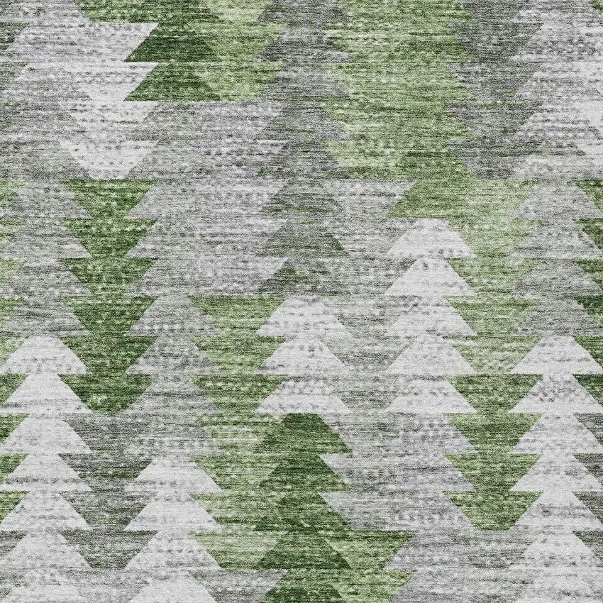 Green And Fern Green Geometric Washable Indoor Outdoor Area Rug Photo 4