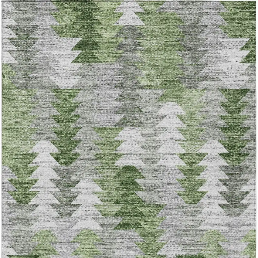 Green And Fern Green Geometric Washable Indoor Outdoor Area Rug Photo 6