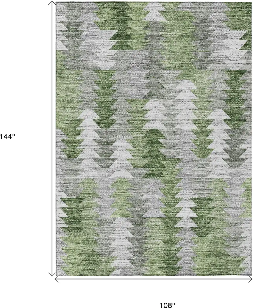 Green And Fern Green Geometric Washable Indoor Outdoor Area Rug Photo 3