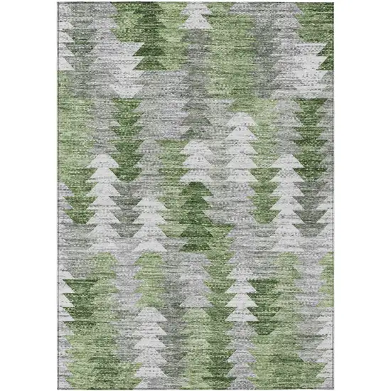 Green And Fern Green Geometric Washable Indoor Outdoor Area Rug Photo 1