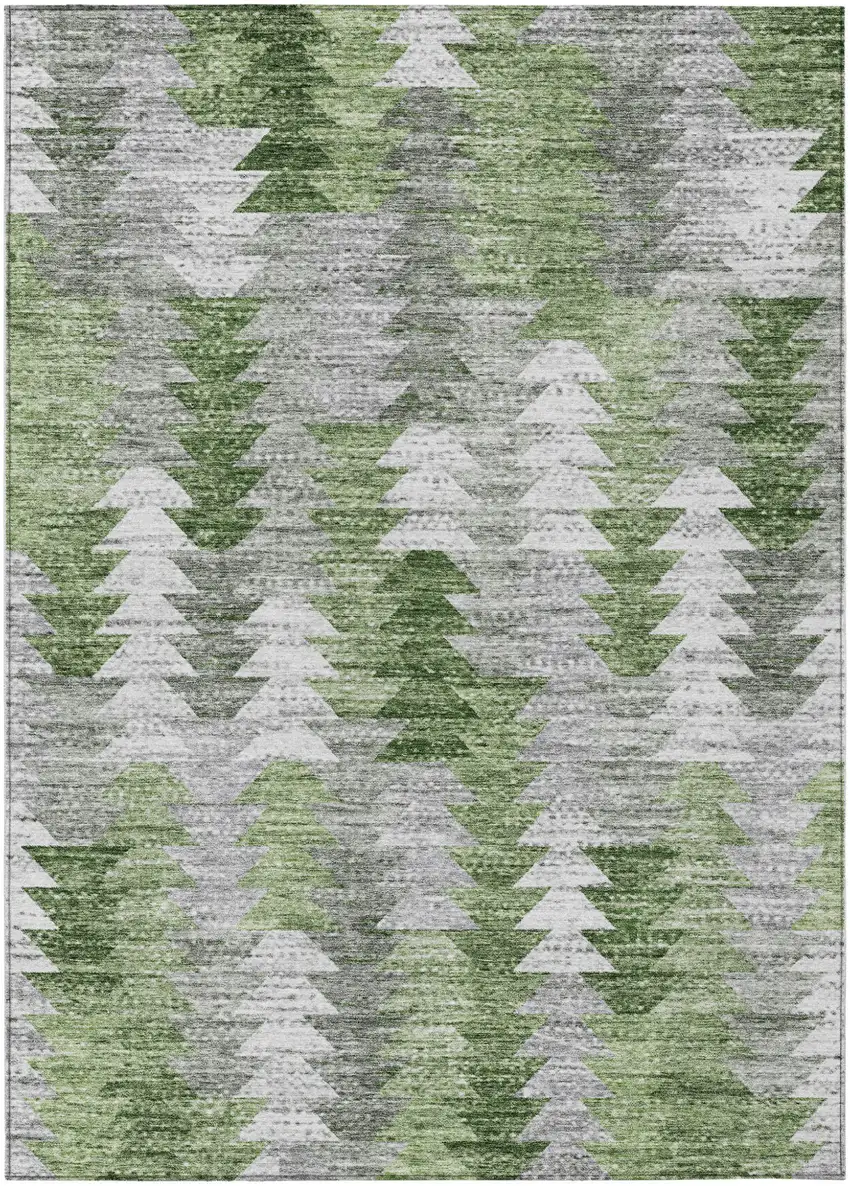 Green And Fern Green Geometric Washable Indoor Outdoor Area Rug Photo 1