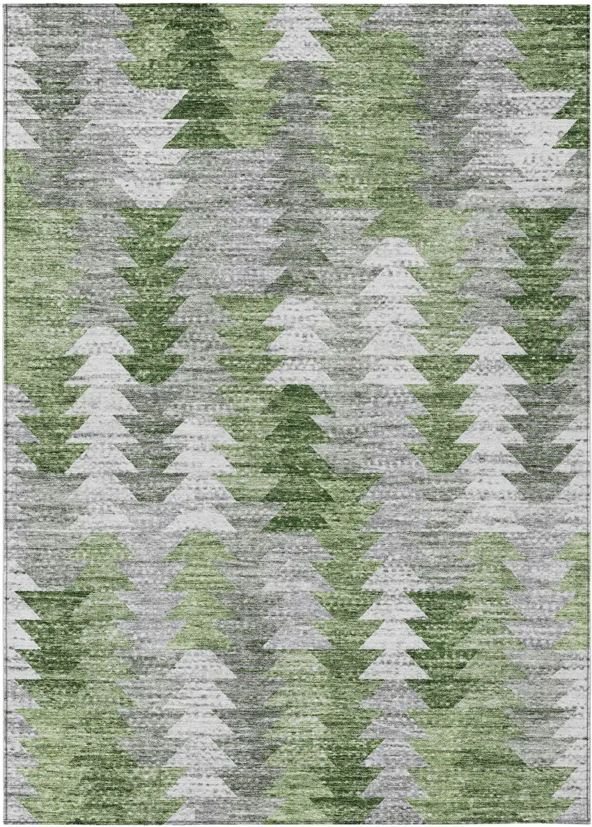 Green And Fern Green Geometric Washable Indoor Outdoor Area Rug Photo 1