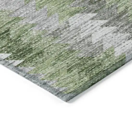Green And Fern Green Geometric Washable Indoor Outdoor Area Rug Photo 3