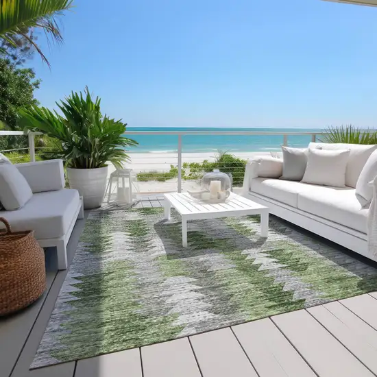 Green And Fern Green Geometric Washable Indoor Outdoor Area Rug Photo 6