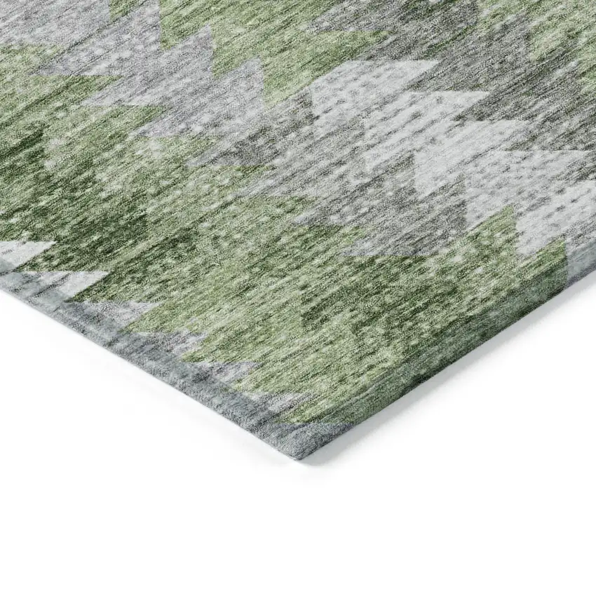 Green And Fern Green Geometric Washable Indoor Outdoor Area Rug Photo 3