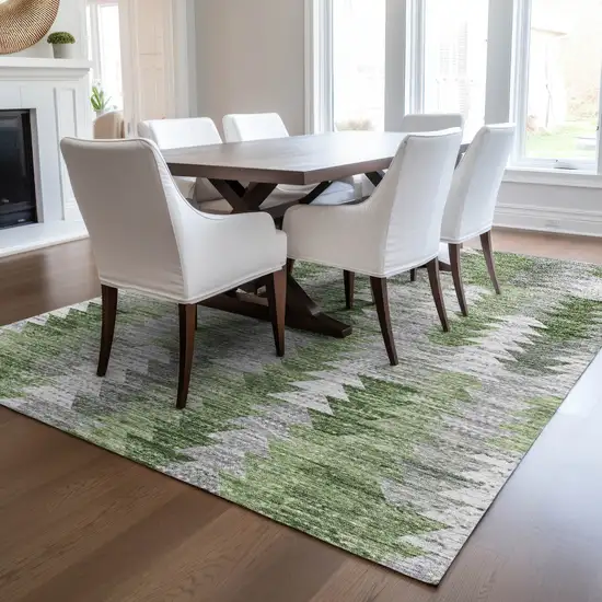 Green And Fern Green Geometric Washable Indoor Outdoor Area Rug Photo 7