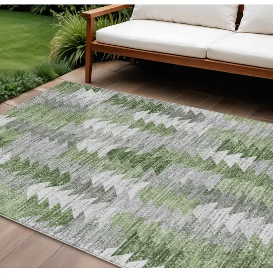 Green And Fern Green Geometric Washable Indoor Outdoor Area Rug Photo 1