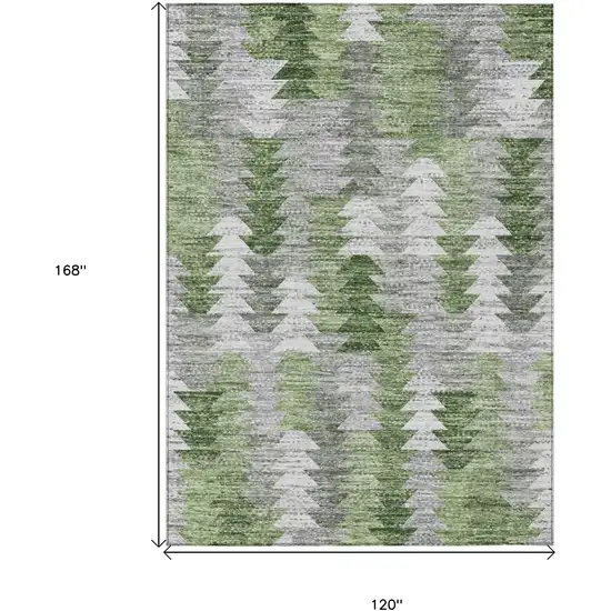 Green And Fern Green Geometric Washable Indoor Outdoor Area Rug Photo 3