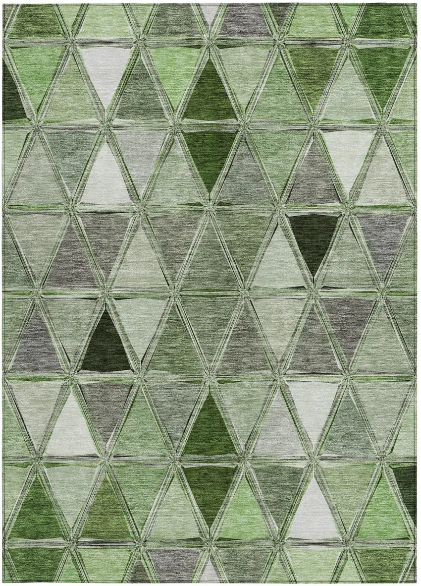 Green And Fern Green Geometric Washable Indoor Outdoor Area Rug Photo 5