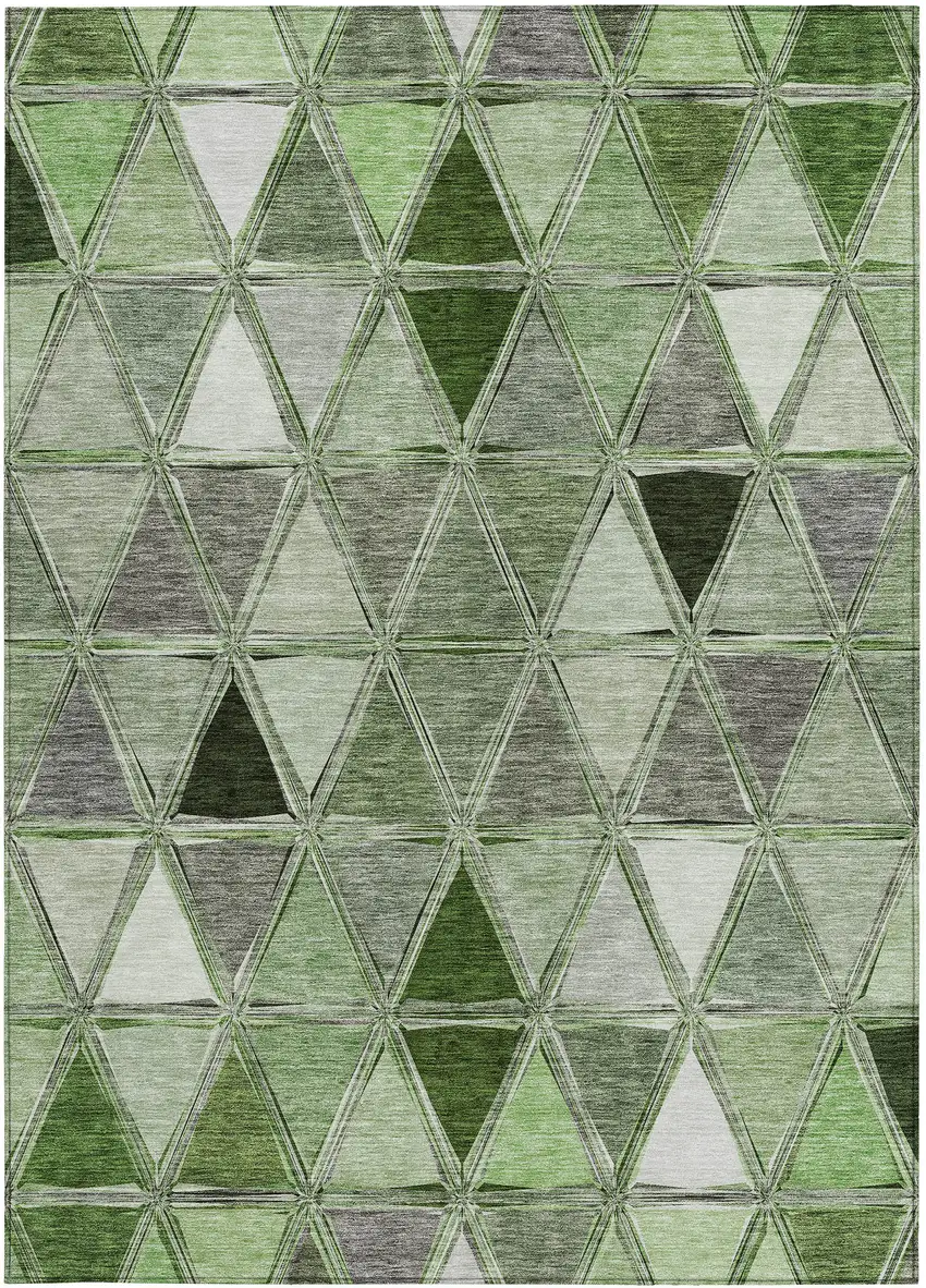 Green And Fern Green Geometric Washable Indoor Outdoor Area Rug Photo 5