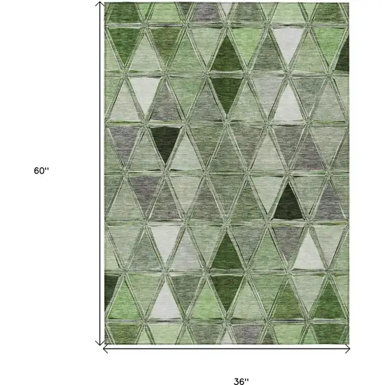Green And Fern Green Geometric Washable Indoor Outdoor Area Rug Photo 3