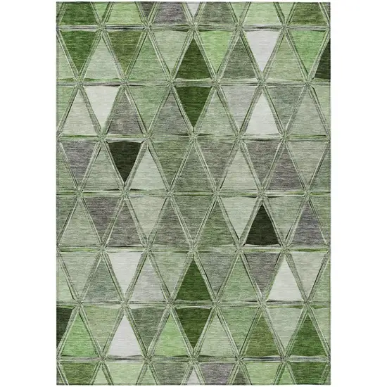 Green And Fern Green Geometric Washable Indoor Outdoor Area Rug Photo 1