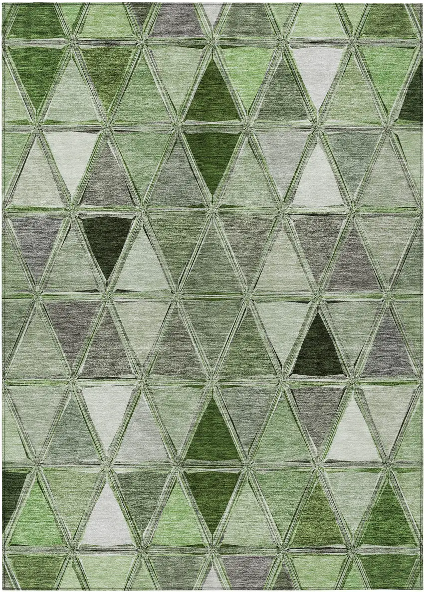 Green And Fern Green Geometric Washable Indoor Outdoor Area Rug Photo 1