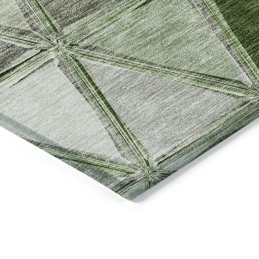 Green And Fern Green Geometric Washable Indoor Outdoor Area Rug Photo 2