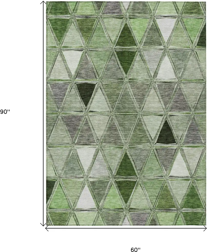 Green And Fern Green Geometric Washable Indoor Outdoor Area Rug Photo 3