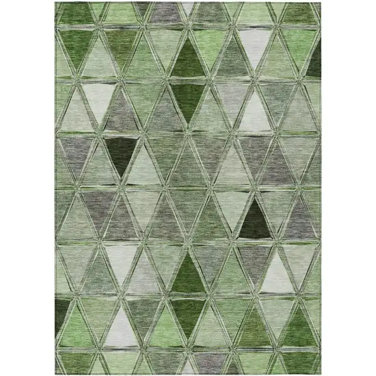 Green And Fern Green Geometric Washable Indoor Outdoor Area Rug Photo 1