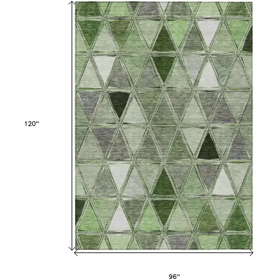 Green And Fern Green Geometric Washable Indoor Outdoor Area Rug Photo 3