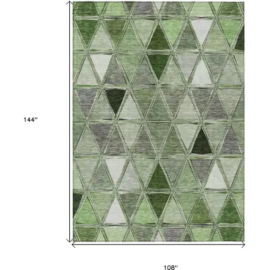 Green And Fern Green Geometric Washable Indoor Outdoor Area Rug Photo 3