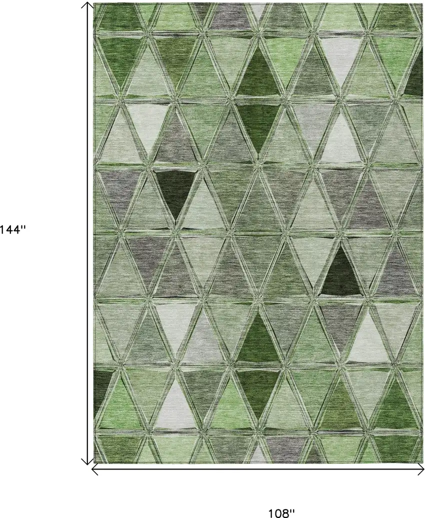 Green And Fern Green Geometric Washable Indoor Outdoor Area Rug Photo 3
