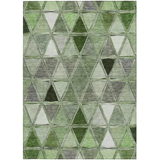 Green And Fern Green Geometric Washable Indoor Outdoor Area Rug Photo 5