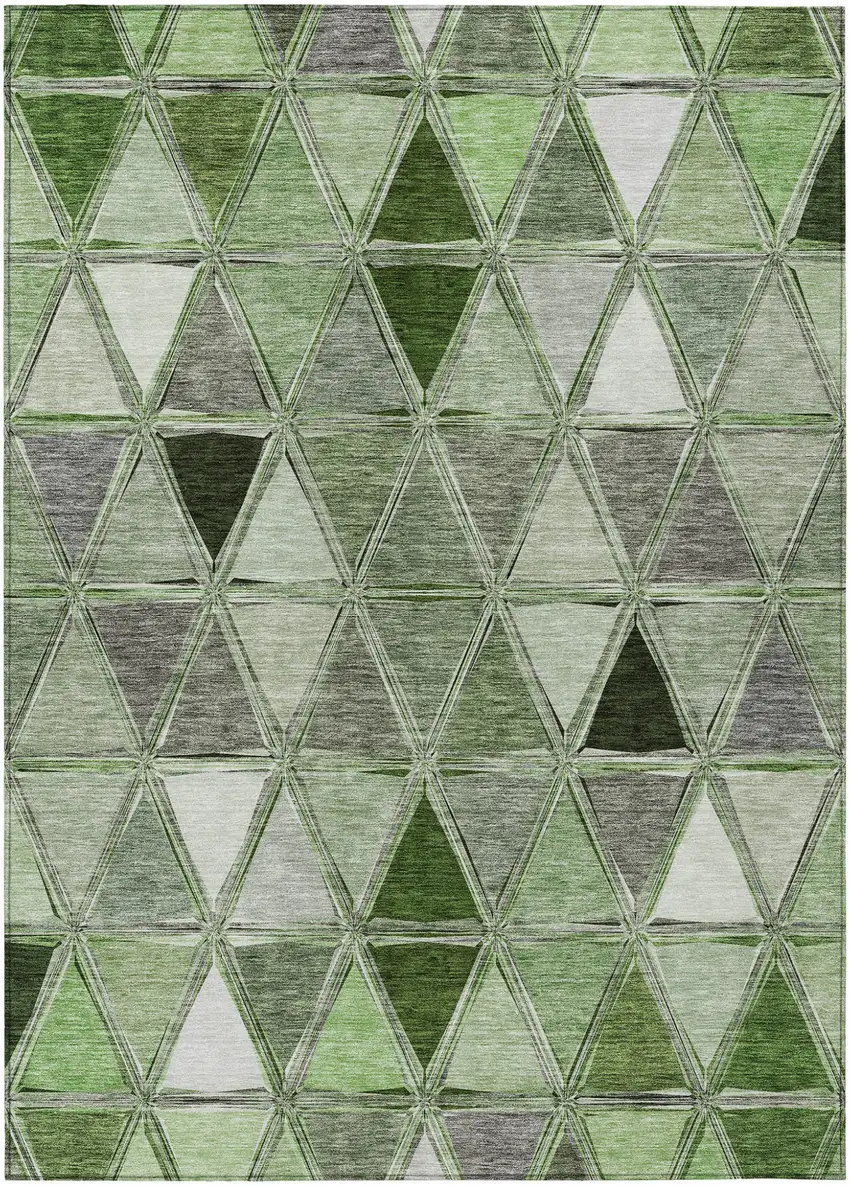 Green And Fern Green Geometric Washable Indoor Outdoor Area Rug Photo 1