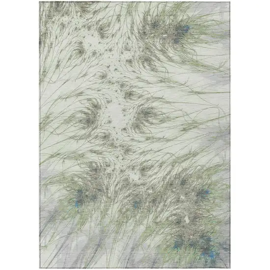 Green And Fern Green Oriental Washable Indoor Outdoor Area Rug Photo 1