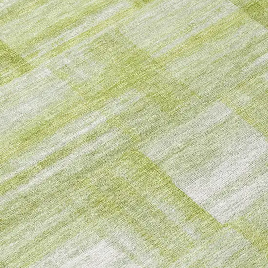 Green And Fern Green Striped Washable Indoor Outdoor Area Rug Photo 5