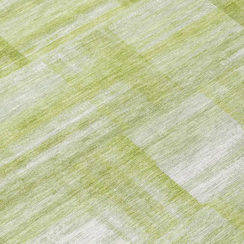 Green And Fern Green Striped Washable Indoor Outdoor Area Rug Photo 5