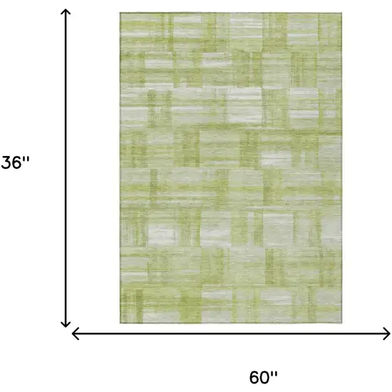 Green And Fern Green Striped Washable Indoor Outdoor Area Rug Photo 6