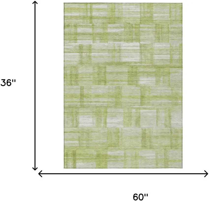 Green And Fern Green Striped Washable Indoor Outdoor Area Rug Photo 6