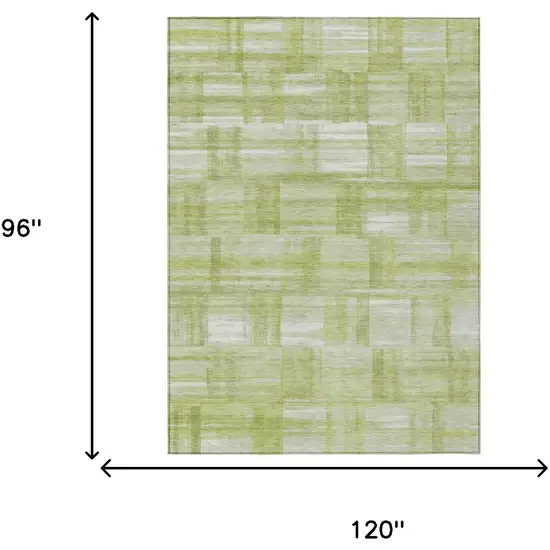 Green And Fern Green Striped Washable Indoor Outdoor Area Rug Photo 7