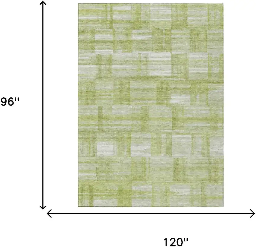 Green And Fern Green Striped Washable Indoor Outdoor Area Rug Photo 7