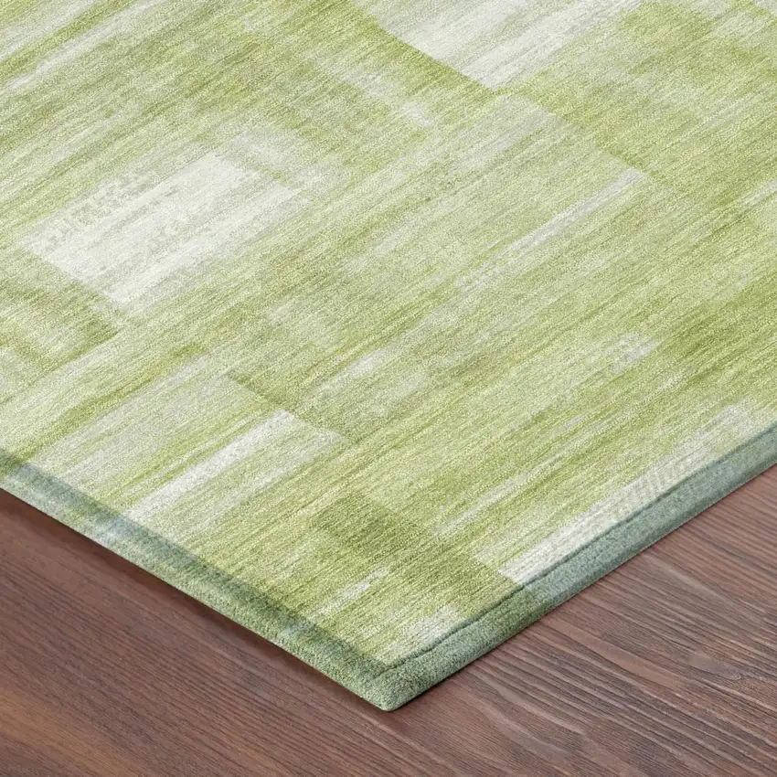 Green And Fern Green Striped Washable Indoor Outdoor Area Rug Photo 5