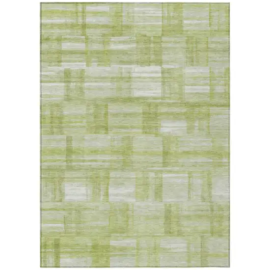 Green And Fern Green Striped Washable Indoor Outdoor Area Rug Photo 2