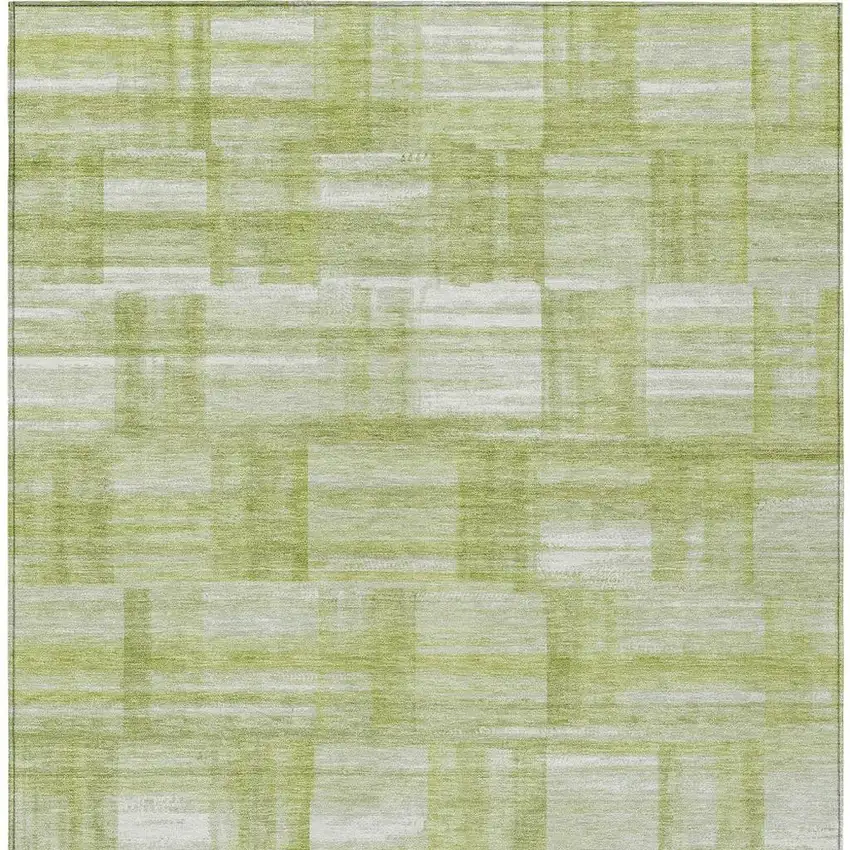 Green And Fern Green Striped Washable Indoor Outdoor Area Rug Photo 4