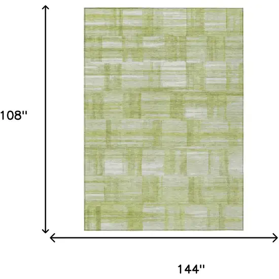 Green And Fern Green Striped Washable Indoor Outdoor Area Rug Photo 7