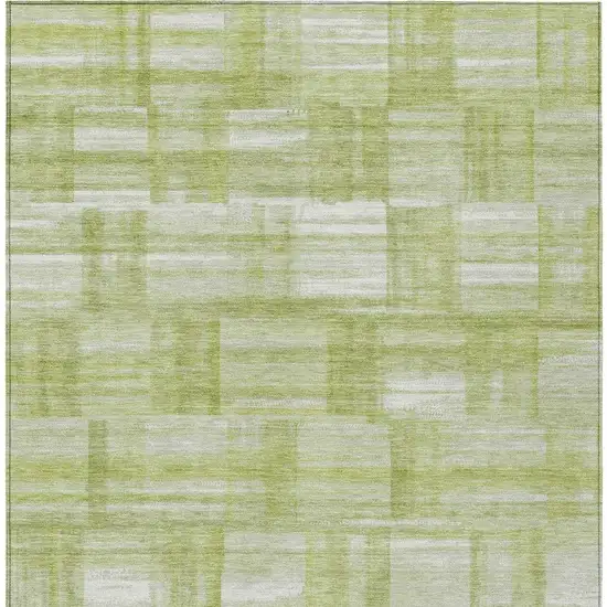 Green And Fern Green Striped Washable Indoor Outdoor Area Rug Photo 4