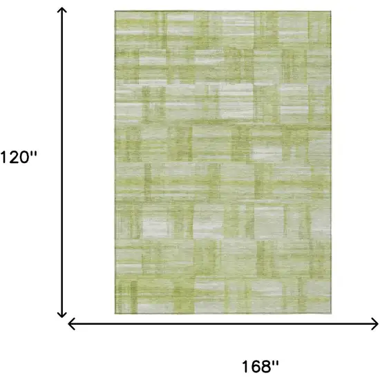 Green And Fern Green Striped Washable Indoor Outdoor Area Rug Photo 7