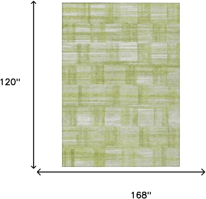 Green And Fern Green Striped Washable Indoor Outdoor Area Rug Photo 7