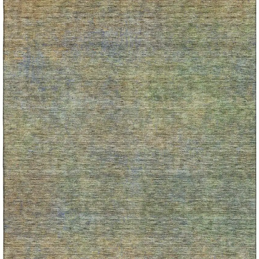 Green And Gold Abstract Washable Area Rug With UV Protection Photo 5