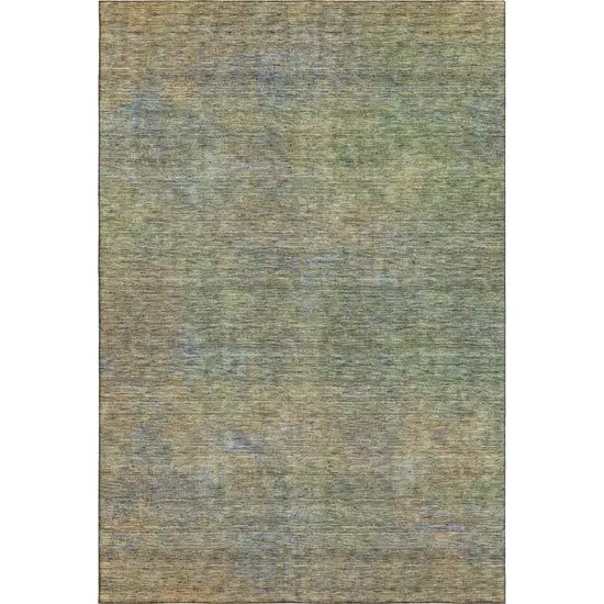 Green And Gold Abstract Washable Area Rug With UV Protection Photo 6