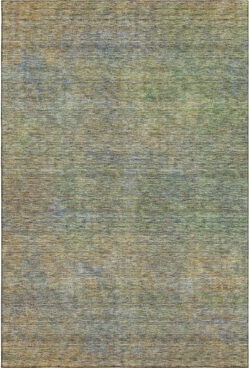 Green And Gold Abstract Washable Area Rug With UV Protection Photo 6
