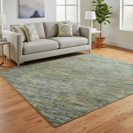 Green And Gold Abstract Washable Area Rug With UV Protection Photo 2