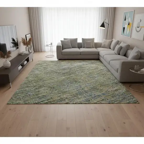 Green And Gold Abstract Washable Area Rug With UV Protection Photo 2