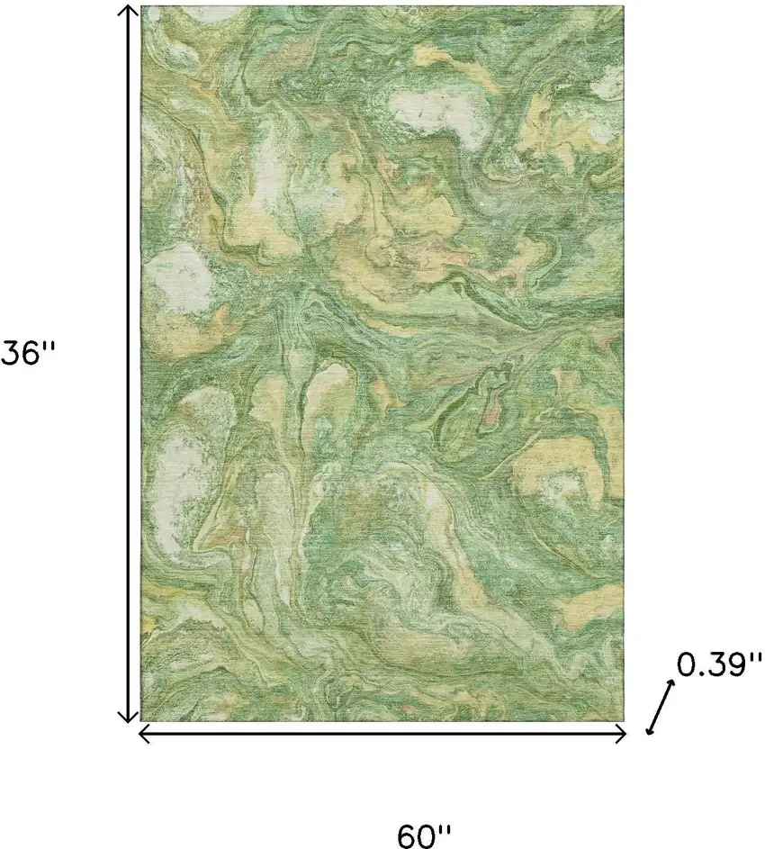 Green And Gold Abstract Washable Area Rug With UV Protection Photo 9